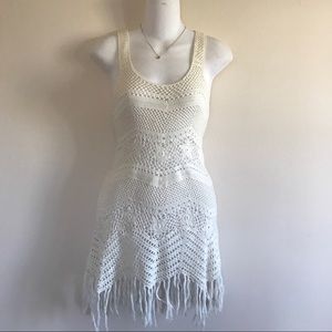 Crochet Boho Bohemian Fringe Tunic Beach Cover up
